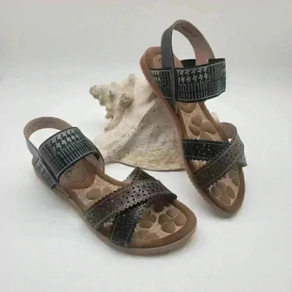 BUY ONE GET ONE FREE Corkys Elite Leather Flatform Strappy Sandals Black Size 6